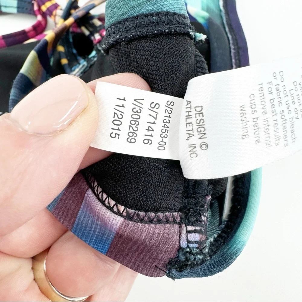 ✅ATHLETA | Swim Bikini Top In Striped Rainbow Laser Beam SIZE X-SMALL MULTICOLOR